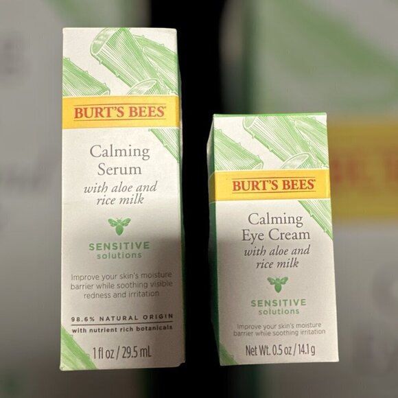 Burt’s Bees Calming Serum + Calming Eye Cream W/ Aloe & Rice Milk NIB - Picture 1 of 1